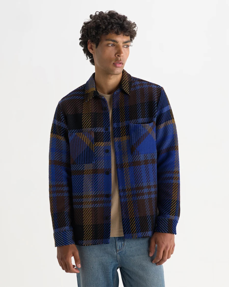 オーバーシャツ BOLD CHECK (BLUE/BROWN)