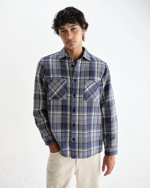 【予約】オーバーシャツ BASKET WEAVE (BLUE/ECRU)