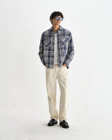 【予約】オーバーシャツ BASKET WEAVE (BLUE/ECRU)