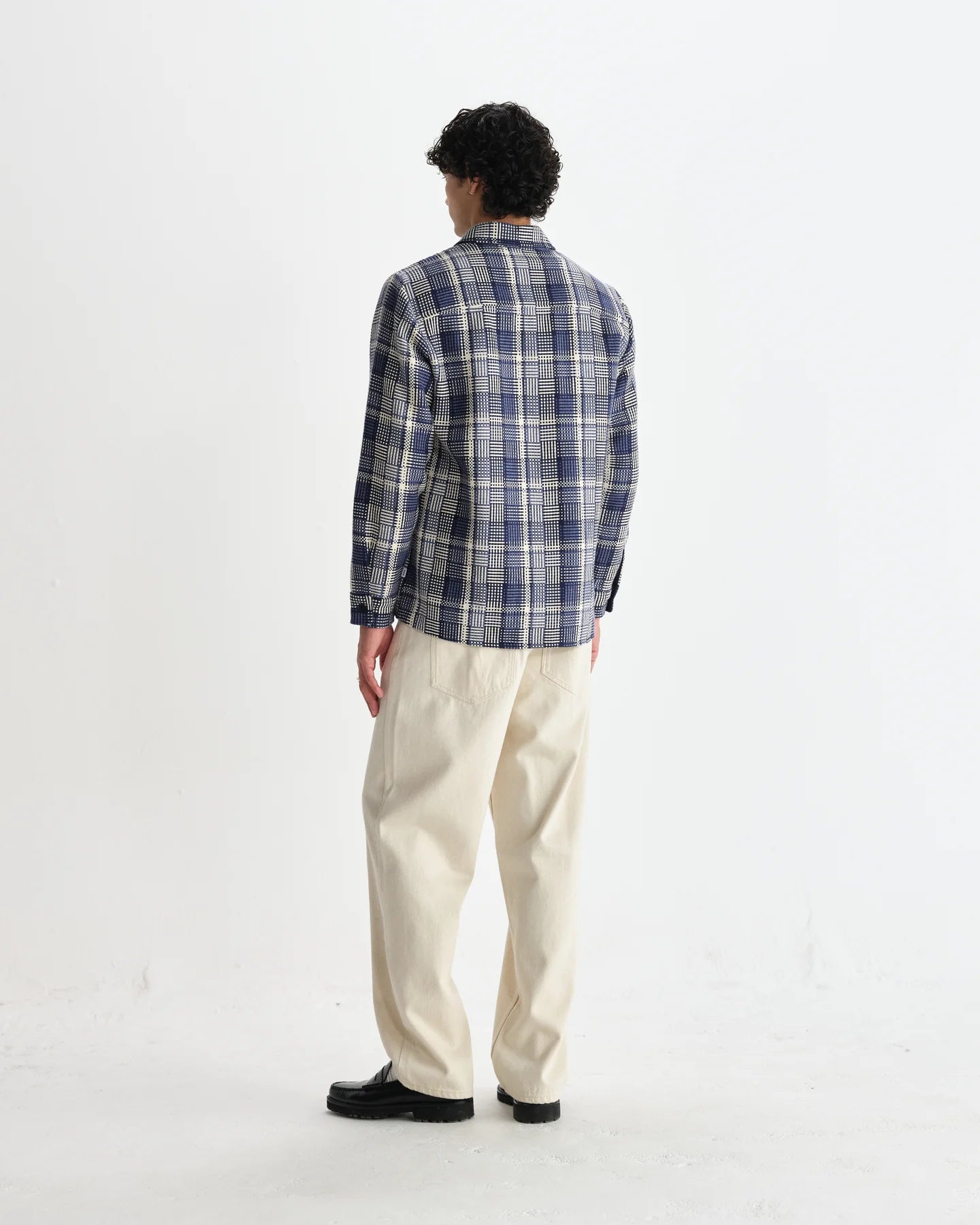【予約】オーバーシャツ BASKET WEAVE (BLUE/ECRU)