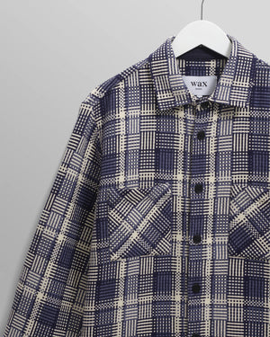【予約】オーバーシャツ BASKET WEAVE (BLUE/ECRU)