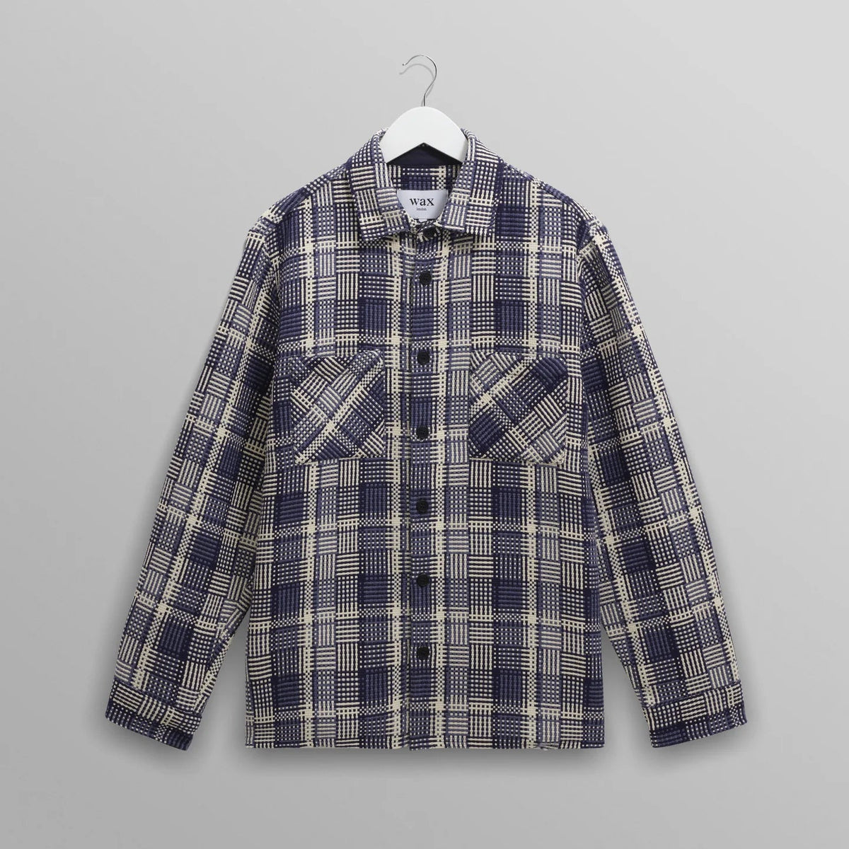 オーバーシャツ BASKET WEAVE (BLUE/ECRU)｜Wax London ワックスロンドン