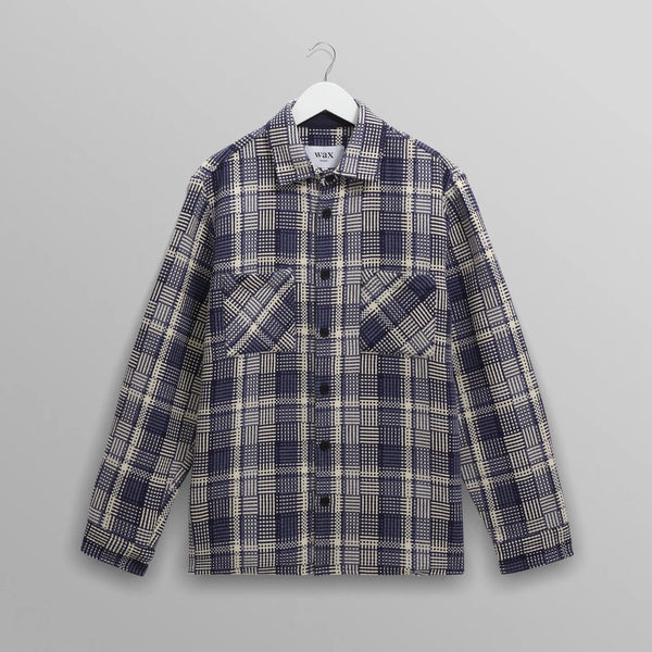 【予約】オーバーシャツ BASKET WEAVE (BLUE/ECRU)