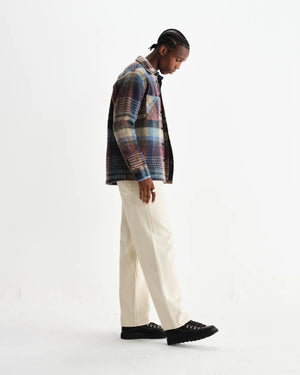 【予約】オーバーシャツ WOOL BLEND CHECK (BLUE/MULTI)