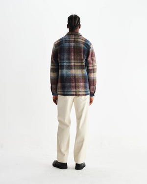 【予約】オーバーシャツ WOOL BLEND CHECK (BLUE/MULTI)