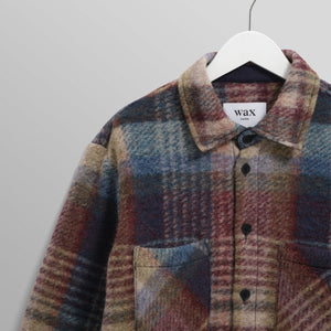 【予約】オーバーシャツ WOOL BLEND CHECK (BLUE/MULTI)