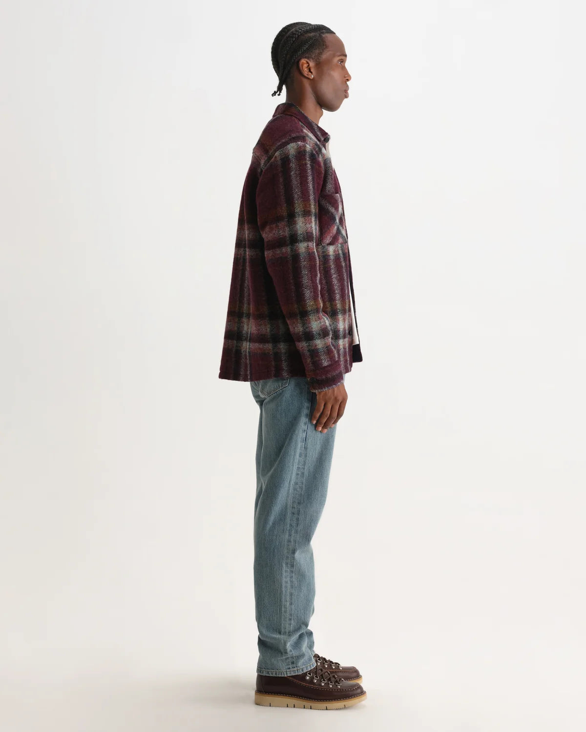 オーバーシャツ LEX WOOL BLEND CHECK (BURGUNDY/MULTI)