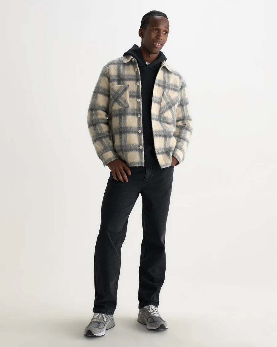 オーバーシャツ ASH WOOL BLEND CHECK (ECRU/GREY)