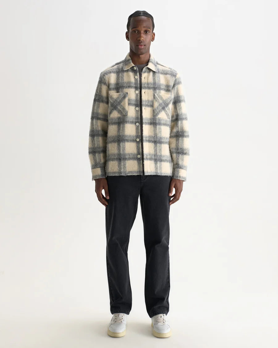 オーバーシャツ ASH WOOL BLEND CHECK (ECRU/GREY)