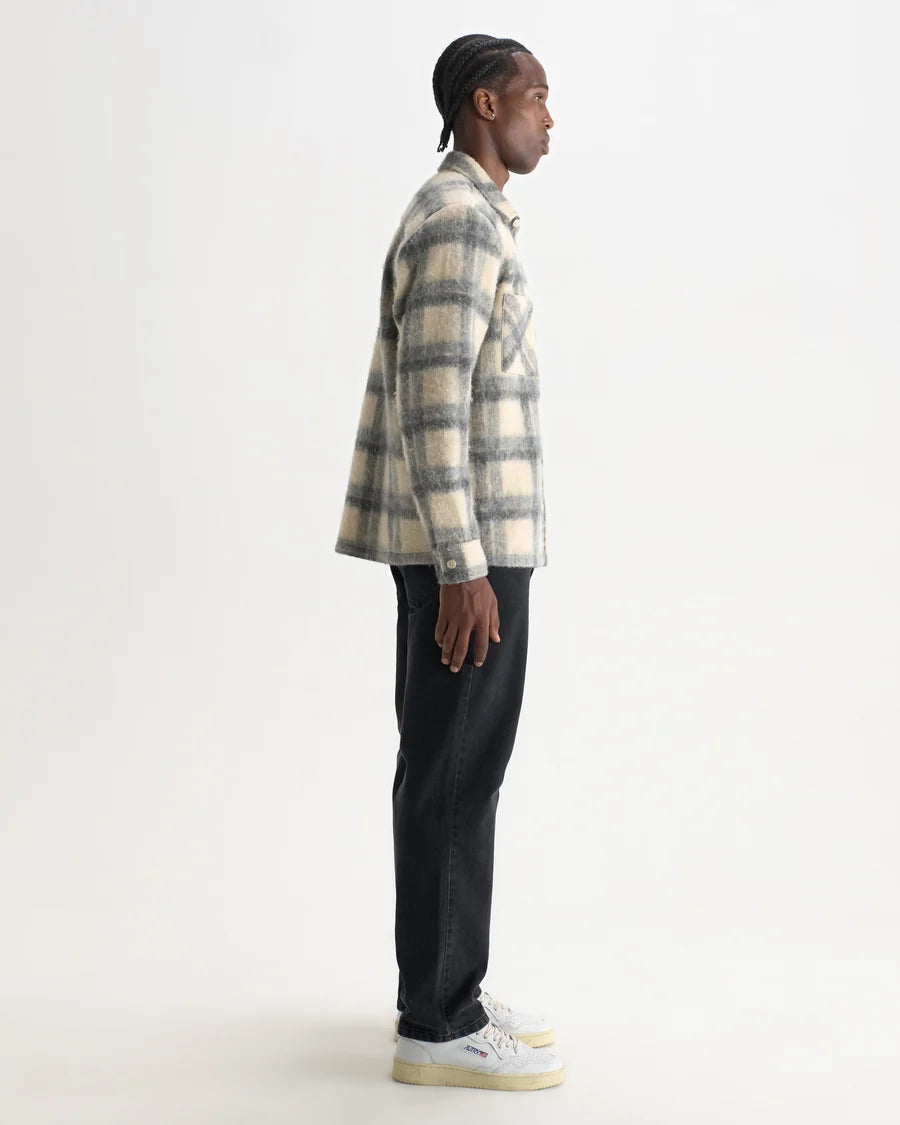 オーバーシャツ ASH WOOL BLEND CHECK (ECRU/GREY)