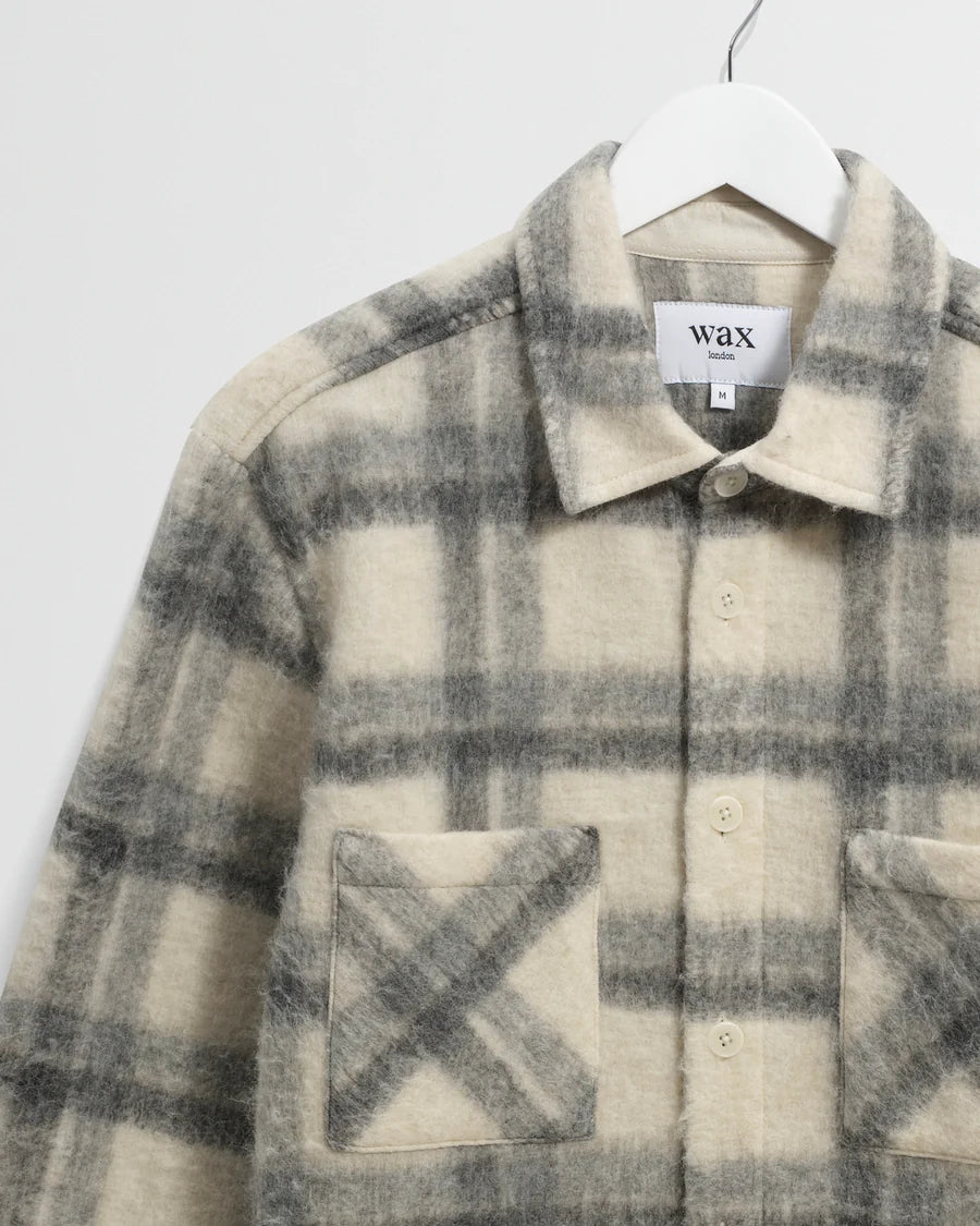 オーバーシャツ ASH WOOL BLEND CHECK (ECRU/GREY)