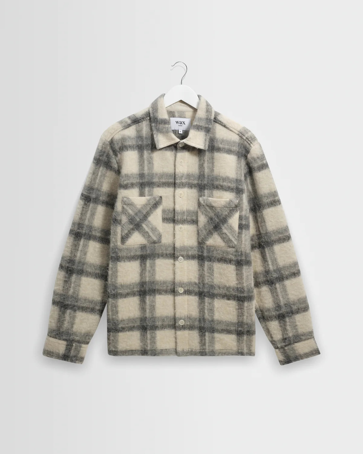 オーバーシャツ ASH WOOL BLEND CHECK (ECRU/GREY)