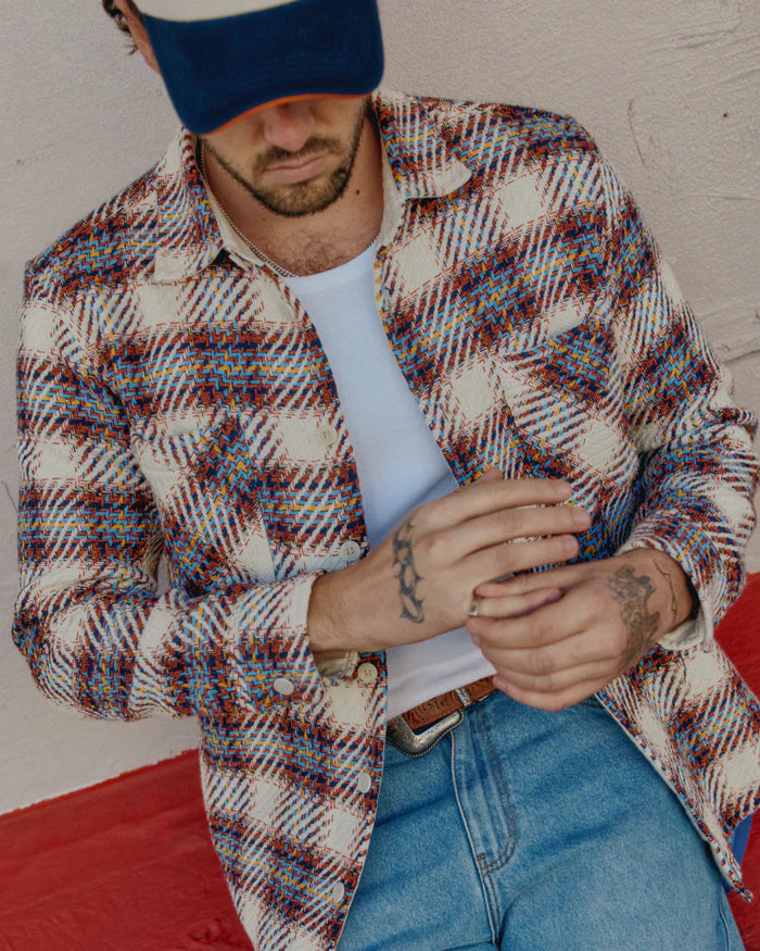 オーバーシャツ HUTTON CHECK (ECRU/MULTI) Whiting Overshirt│wax