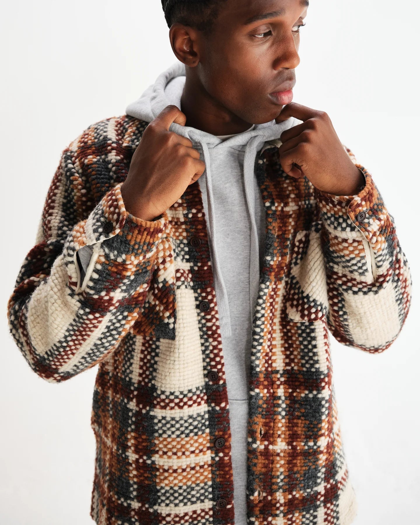 オーバーシャツ WOOL BLEND CHECK (ECRU/MULTI)