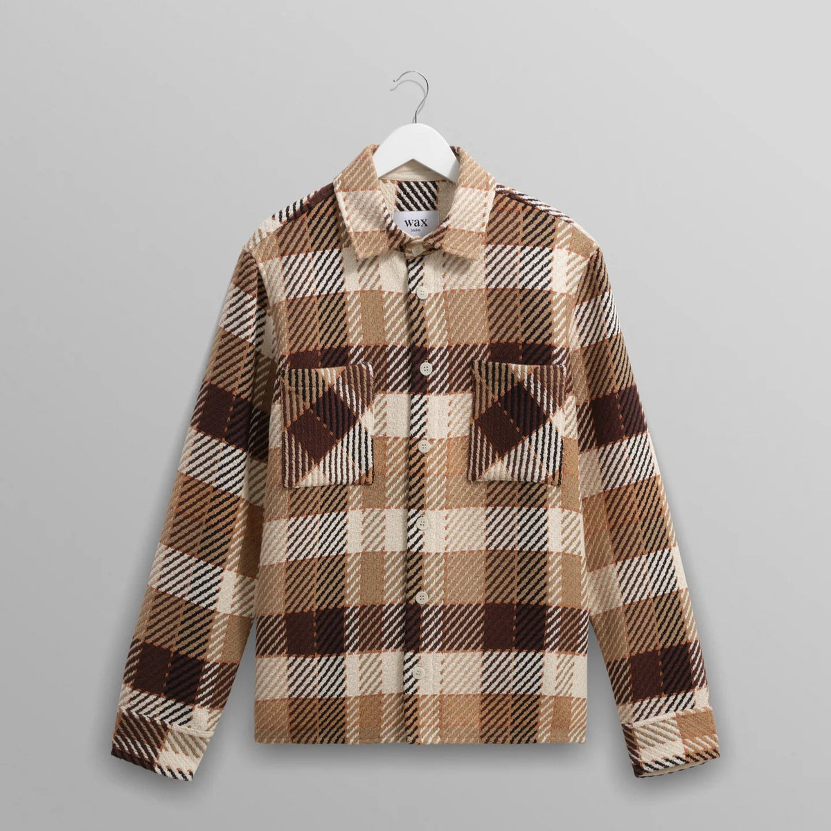 オーバーシャツ PIKE CHECK (NATURAL/BROWN)【ワックスロンドン日本