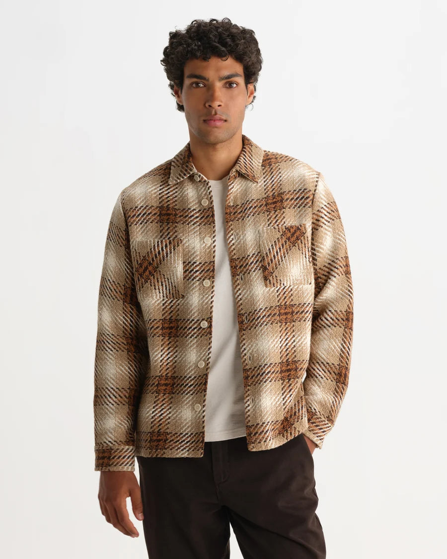 オーバーシャツ OVERLAP CHECK (NATURAL/ECRU)