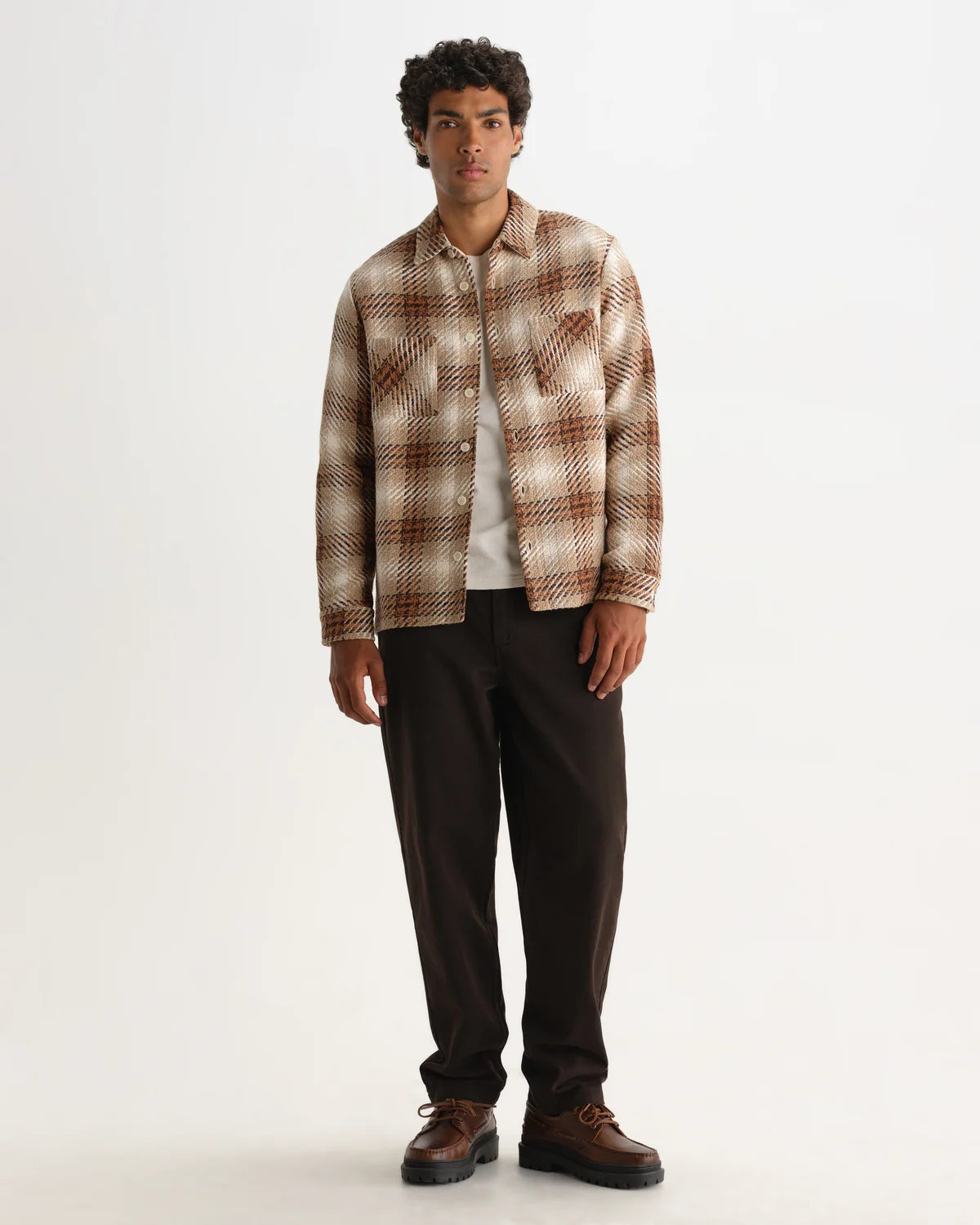 オーバーシャツ OVERLAP CHECK (NATURAL/ECRU)