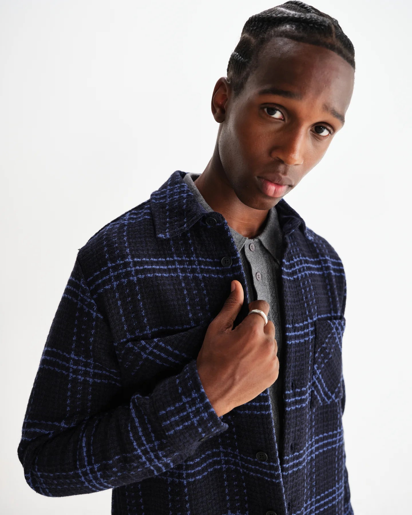 【予約】オーバーシャツ SKATE CHECK (NAVY/BLUE)