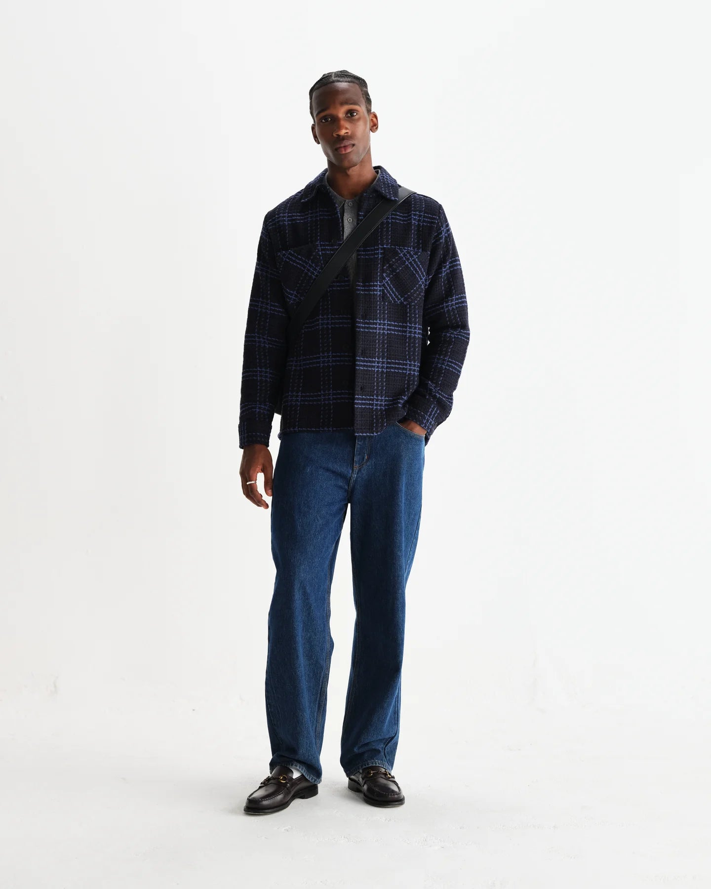 【予約】オーバーシャツ SKATE CHECK (NAVY/BLUE)
