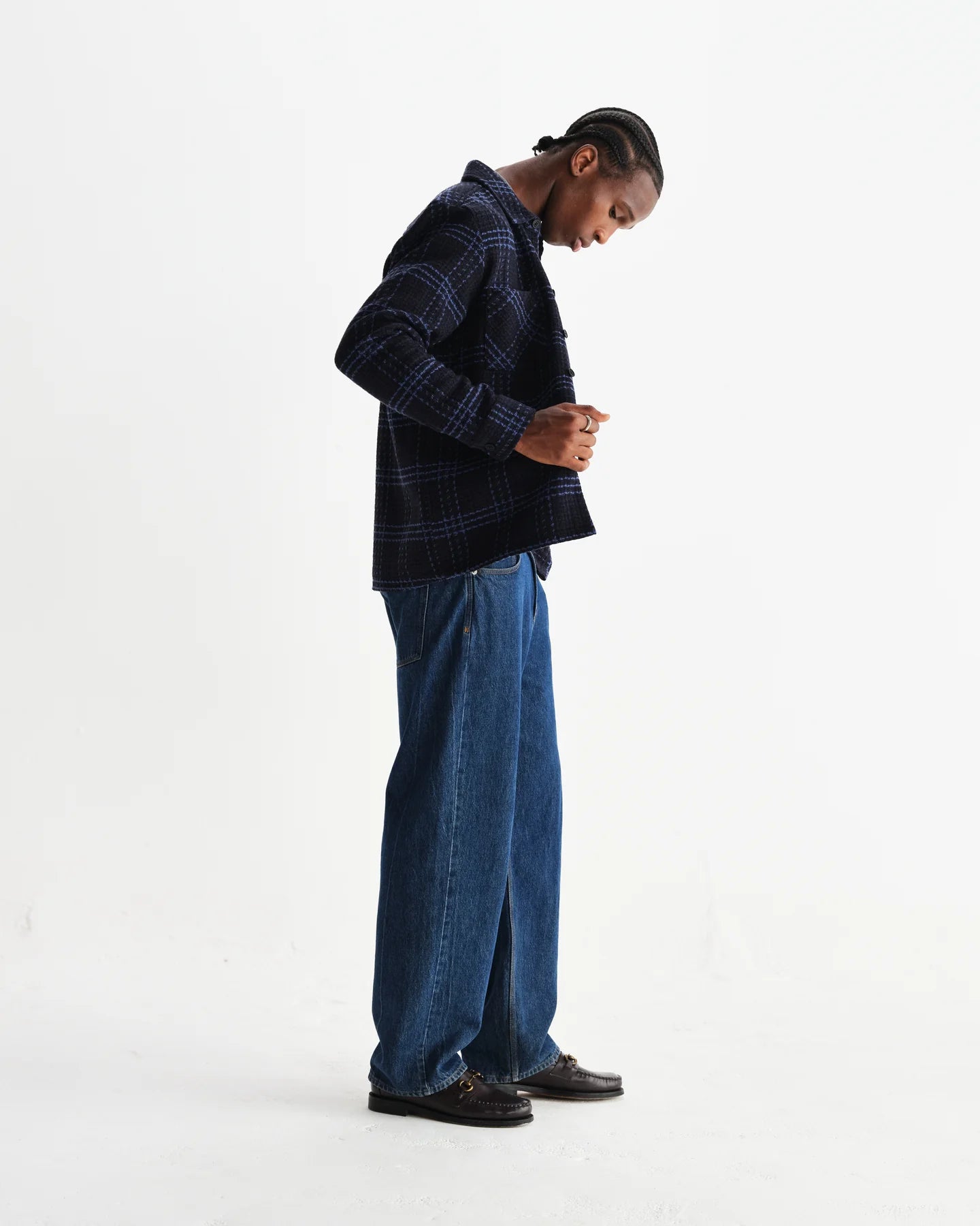【予約】オーバーシャツ SKATE CHECK (NAVY/BLUE)