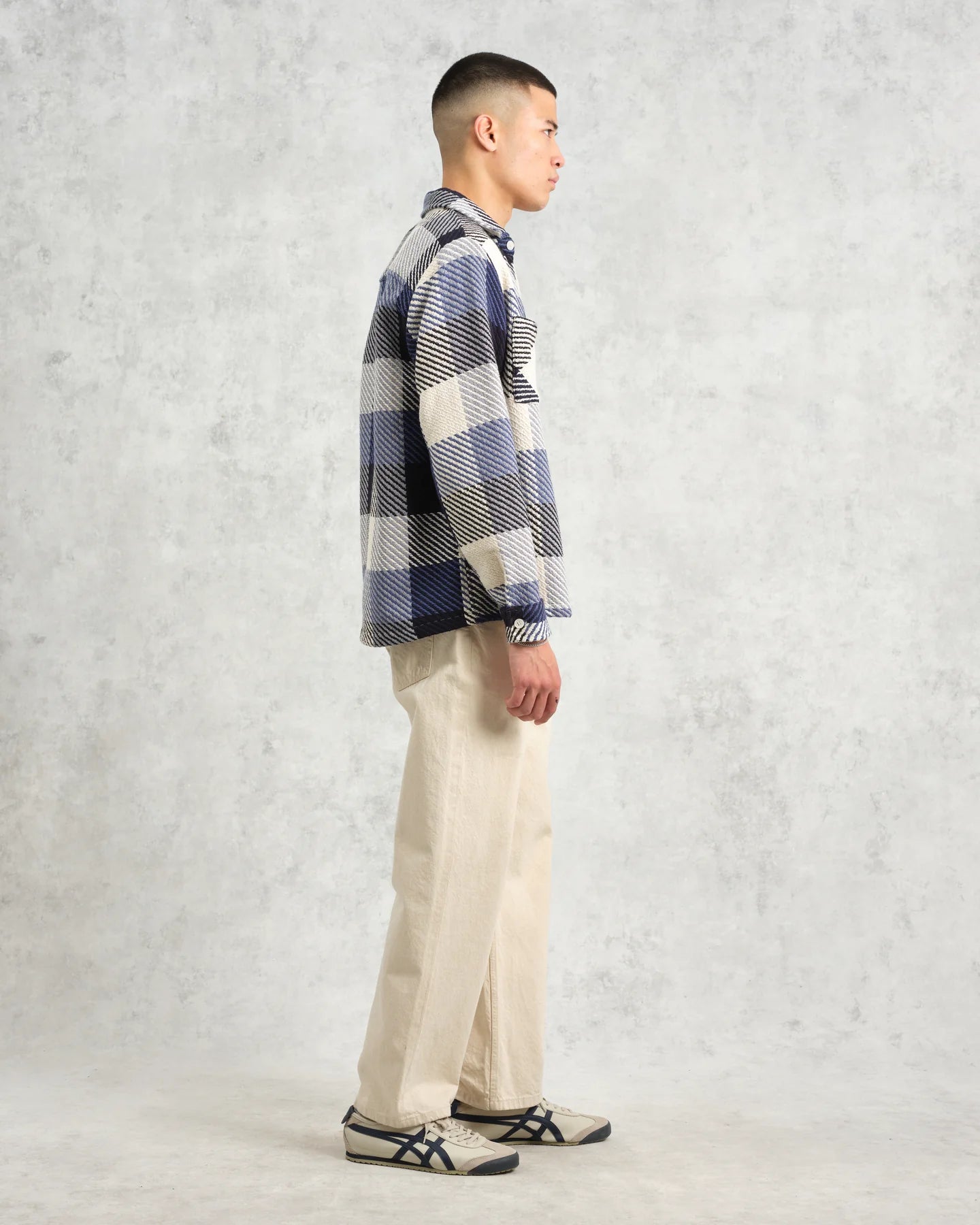 オーバーシャツ BLOCK CHECK (NAVY/ECRU) Whiting Overshirt