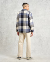 オーバーシャツ BLOCK CHECK (NAVY/ECRU) Whiting Overshirt