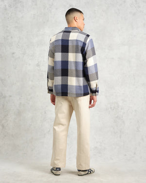 オーバーシャツ BLOCK CHECK (NAVY/ECRU) Whiting Overshirt