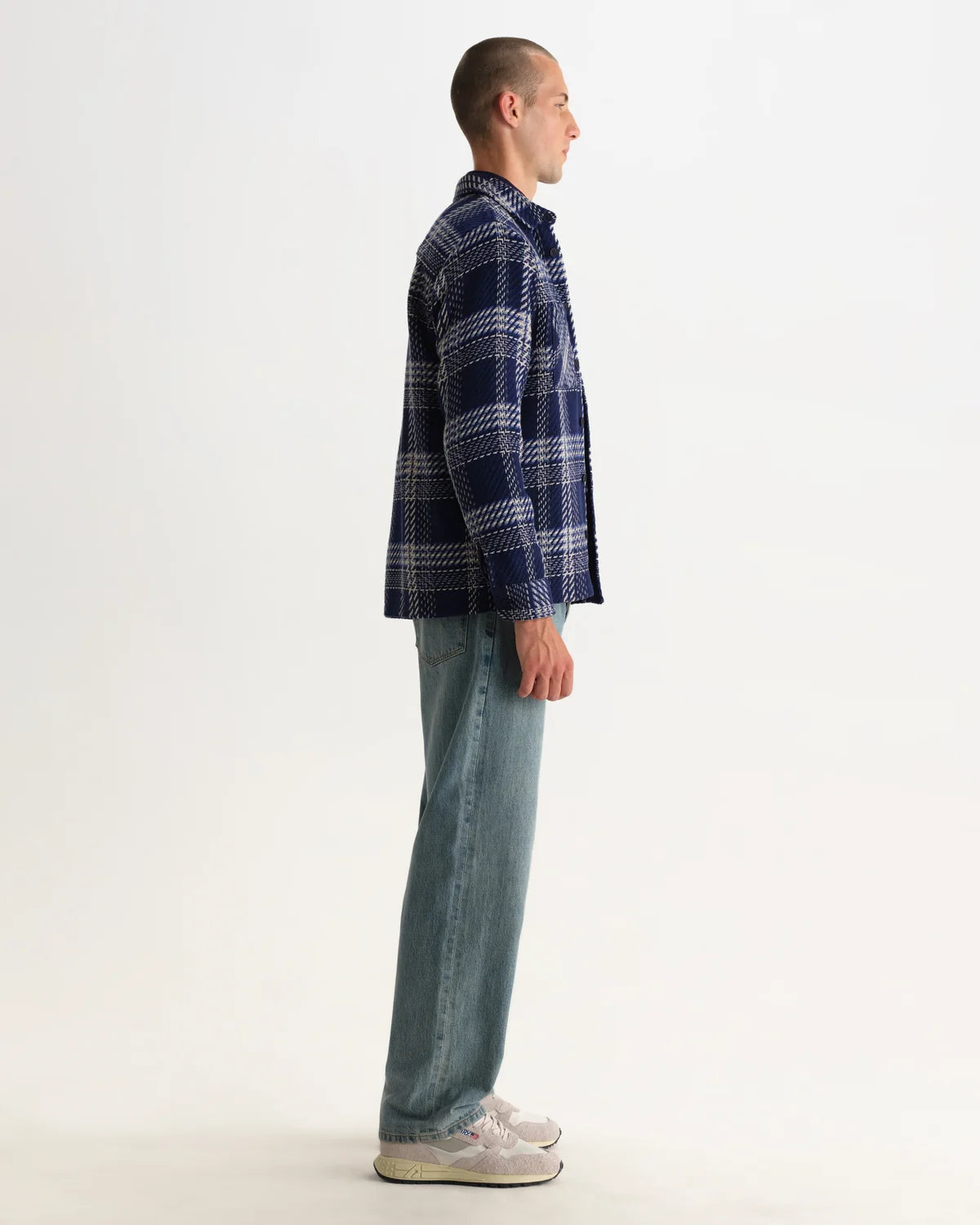 オーバーシャツ PLAID WEAVE (NAVY/ECRU)