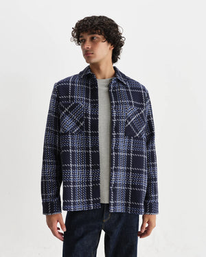 オーバーシャツ WAVE CHECK (NAVY/GREY)