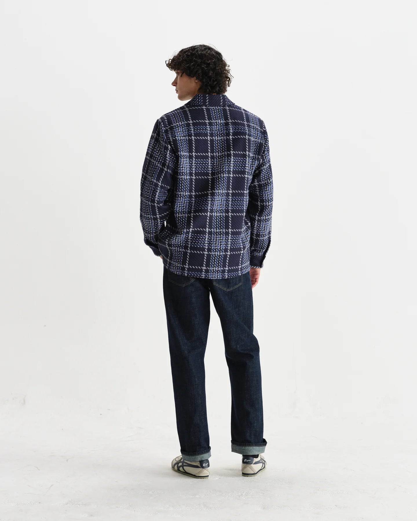 オーバーシャツ WAVE CHECK (NAVY/GREY)