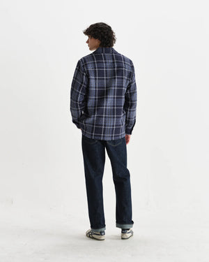 オーバーシャツ WAVE CHECK (NAVY/GREY)