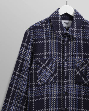 オーバーシャツ WAVE CHECK (NAVY/GREY)