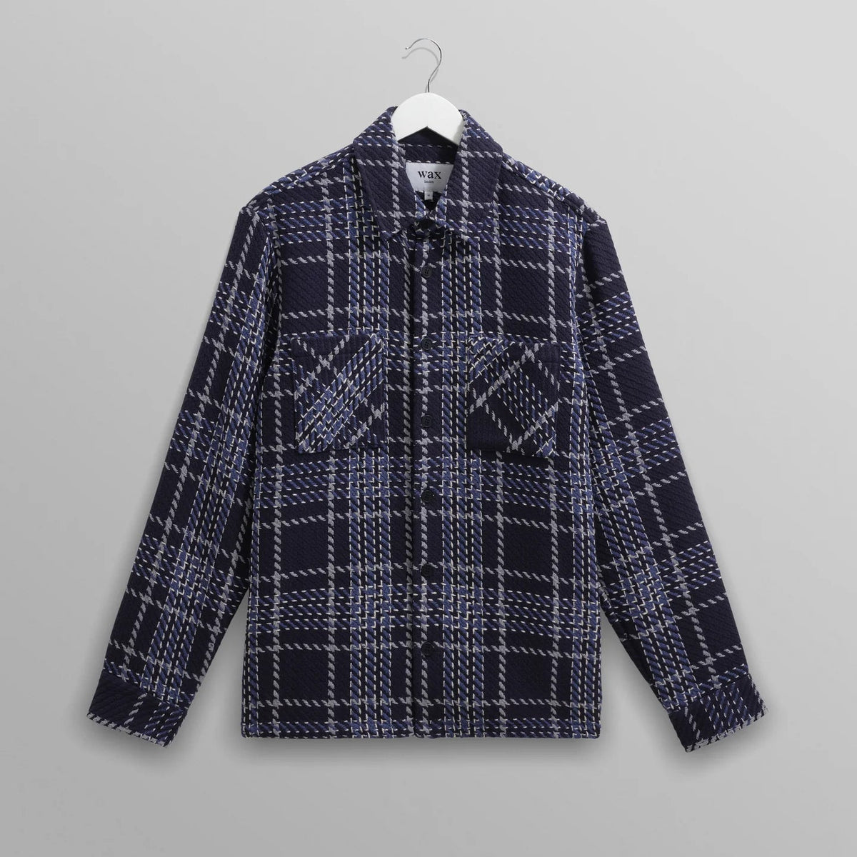 オーバーシャツ WAVE CHECK (NAVY/GREY)【ワックスロンドン日本公式