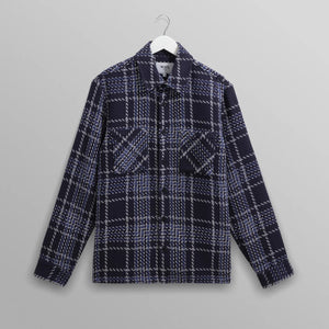 オーバーシャツ WAVE CHECK (NAVY/GREY)
