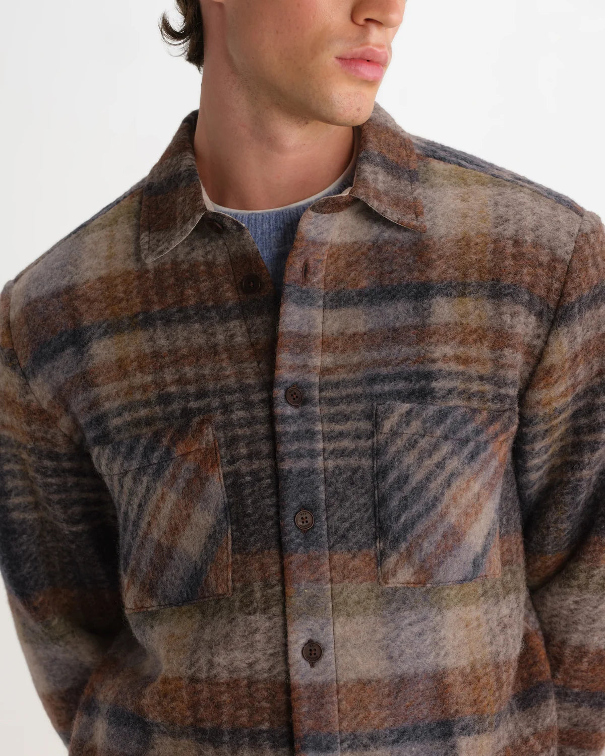 オーバーシャツ ARI WOOL BLEND CHECK(OATMEAL/MULTI)
