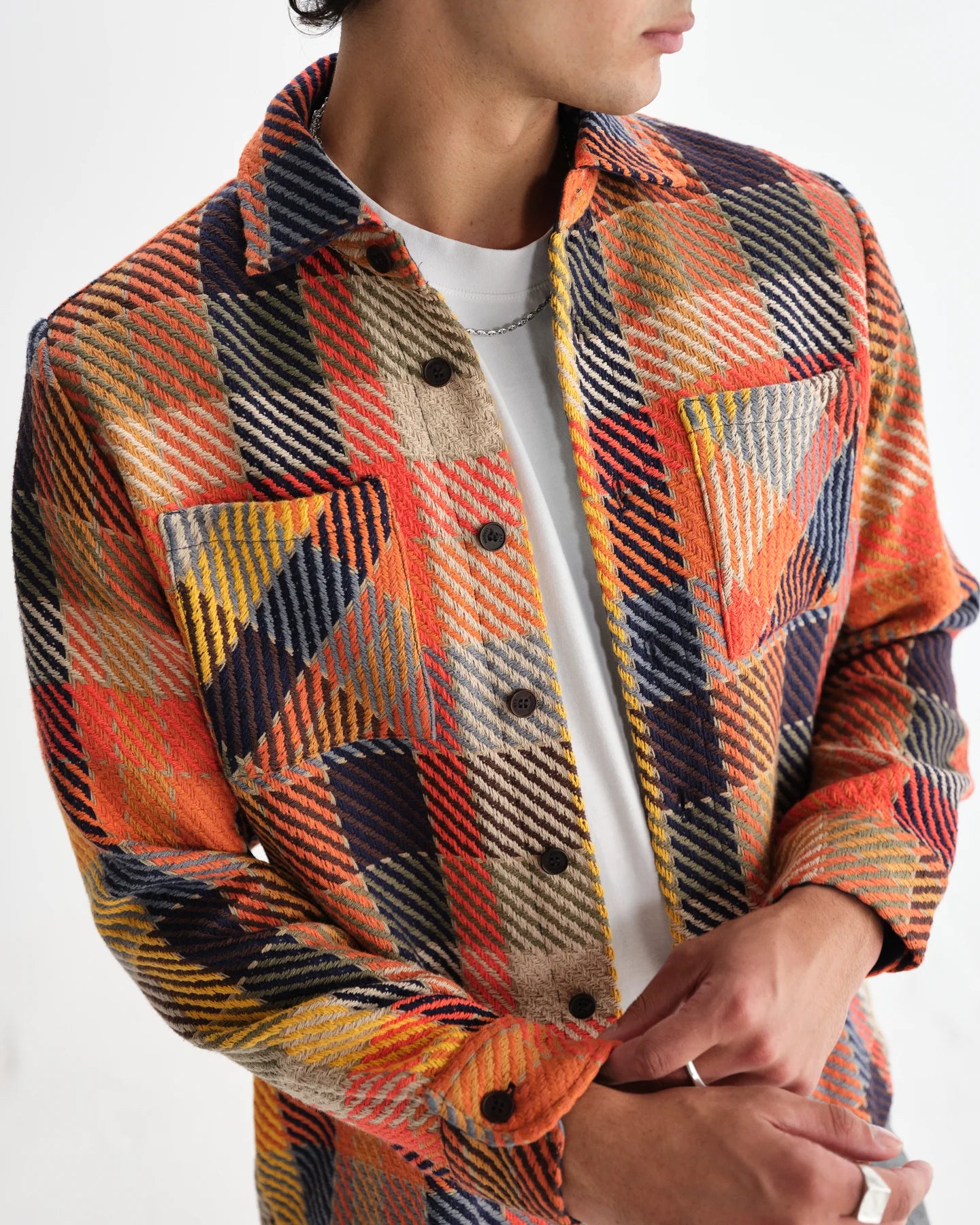 オーバーシャツ PIKE CHECK (ORANGE MULTI)