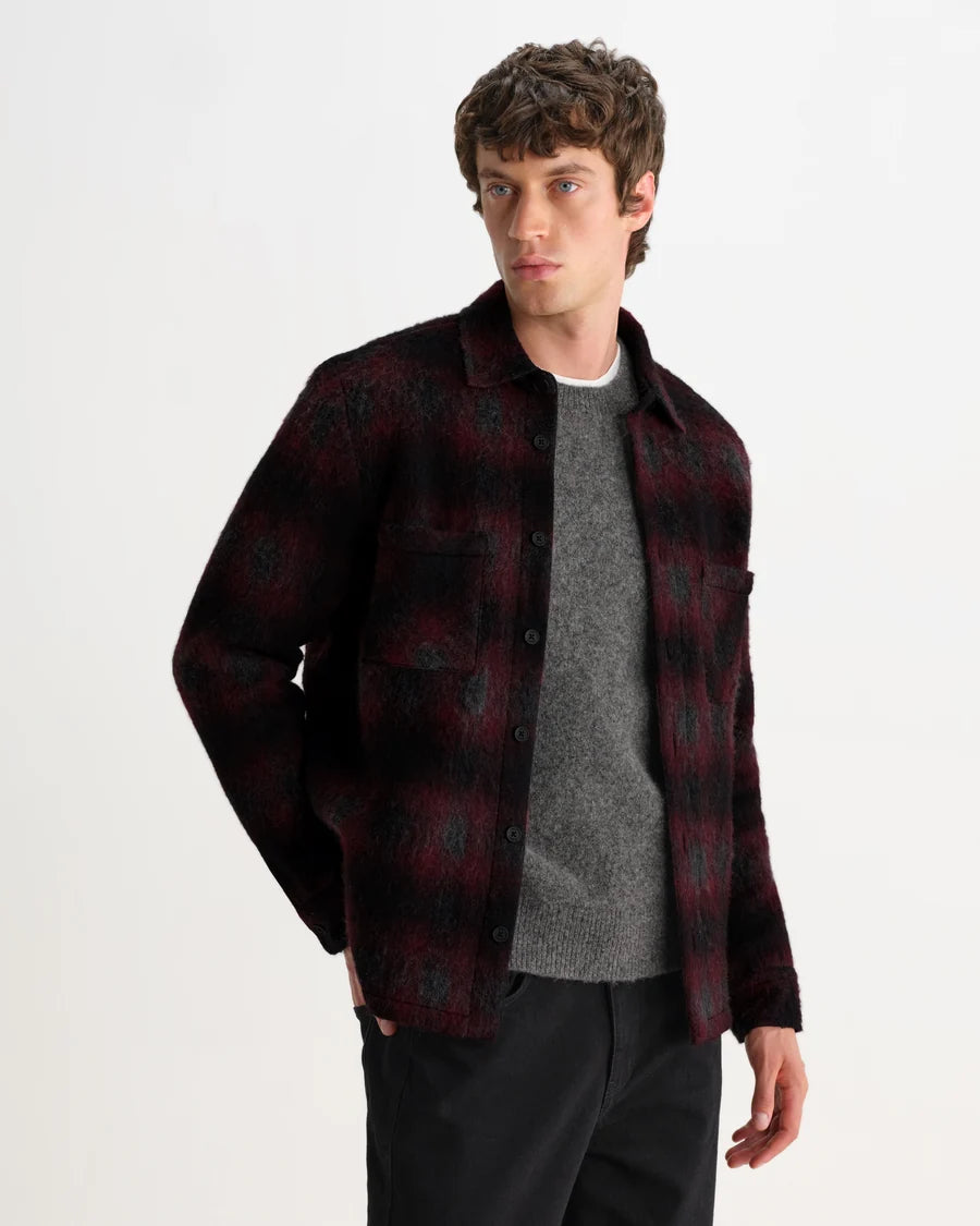 オーバーシャツ ELM WOOL BLEND CHECK (RED/BLACK)