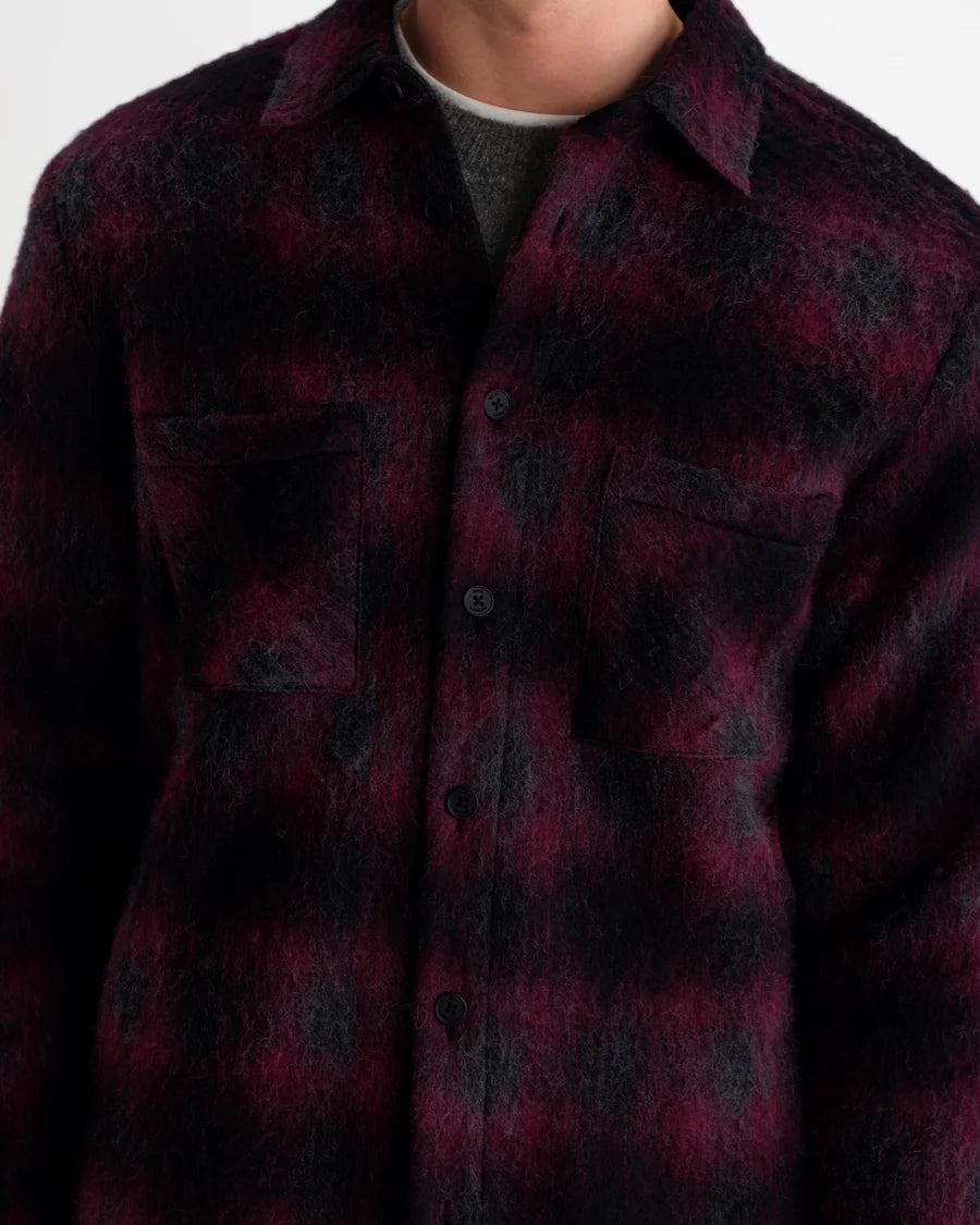 オーバーシャツ ELM WOOL BLEND CHECK (RED/BLACK)