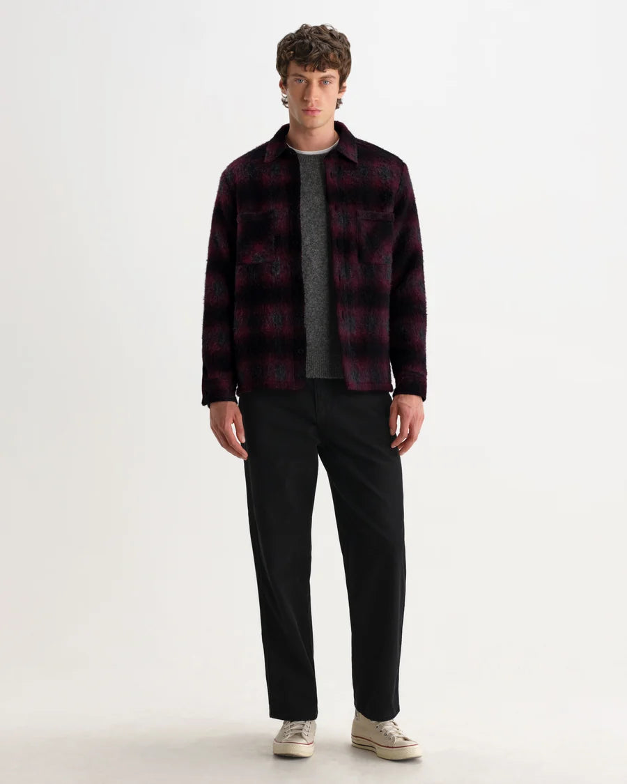 オーバーシャツ ELM WOOL BLEND CHECK (RED/BLACK)