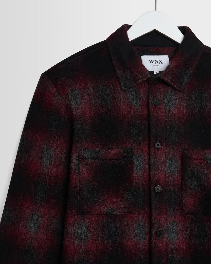 オーバーシャツ ELM WOOL BLEND CHECK (RED/BLACK)