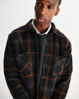 【予約】オーバーシャツ DRAWN CHECK (TEAL/ORANGE)