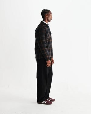 【予約】オーバーシャツ DRAWN CHECK (TEAL/ORANGE)