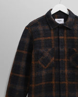【予約】オーバーシャツ DRAWN CHECK (TEAL/ORANGE)