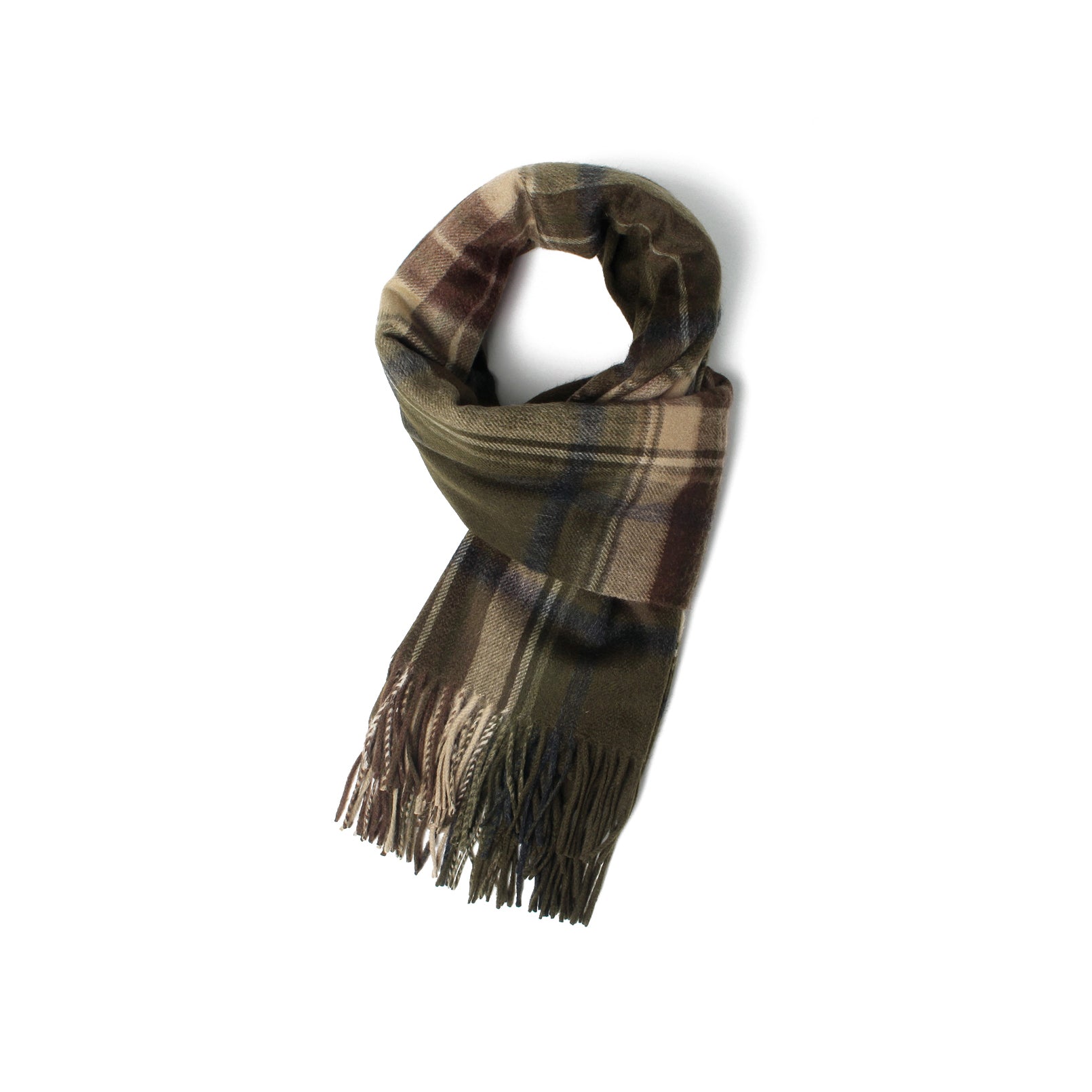  カシミヤストール モダンスチュワート（カーキ & キャメル）_70x190_CPG49452 Joshua Ellis