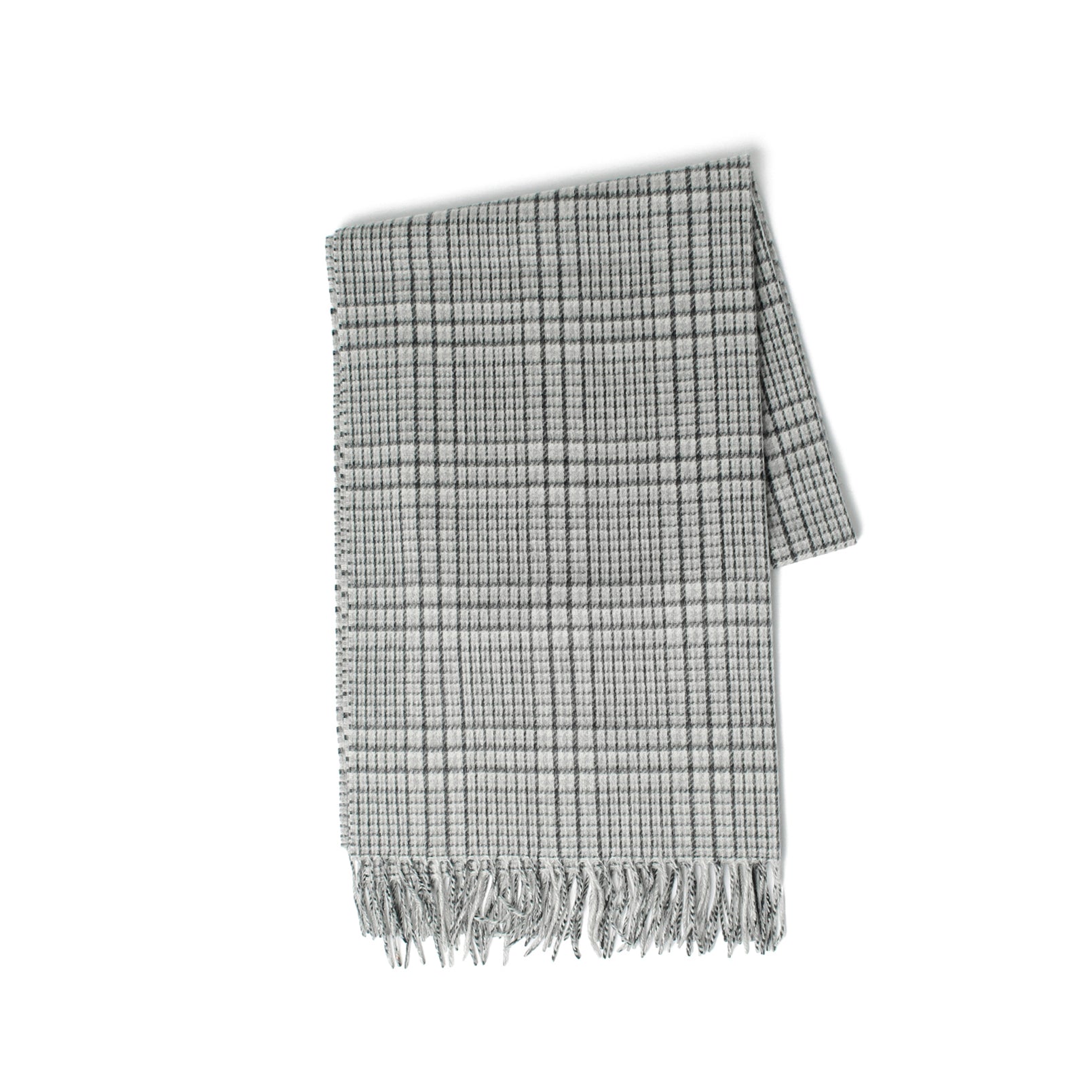  カシミヤストール ツイードグレンチェック (ホワイト ・ソルダー ・ チャコール) 70x190_CPGT50727 Joshua Ellis