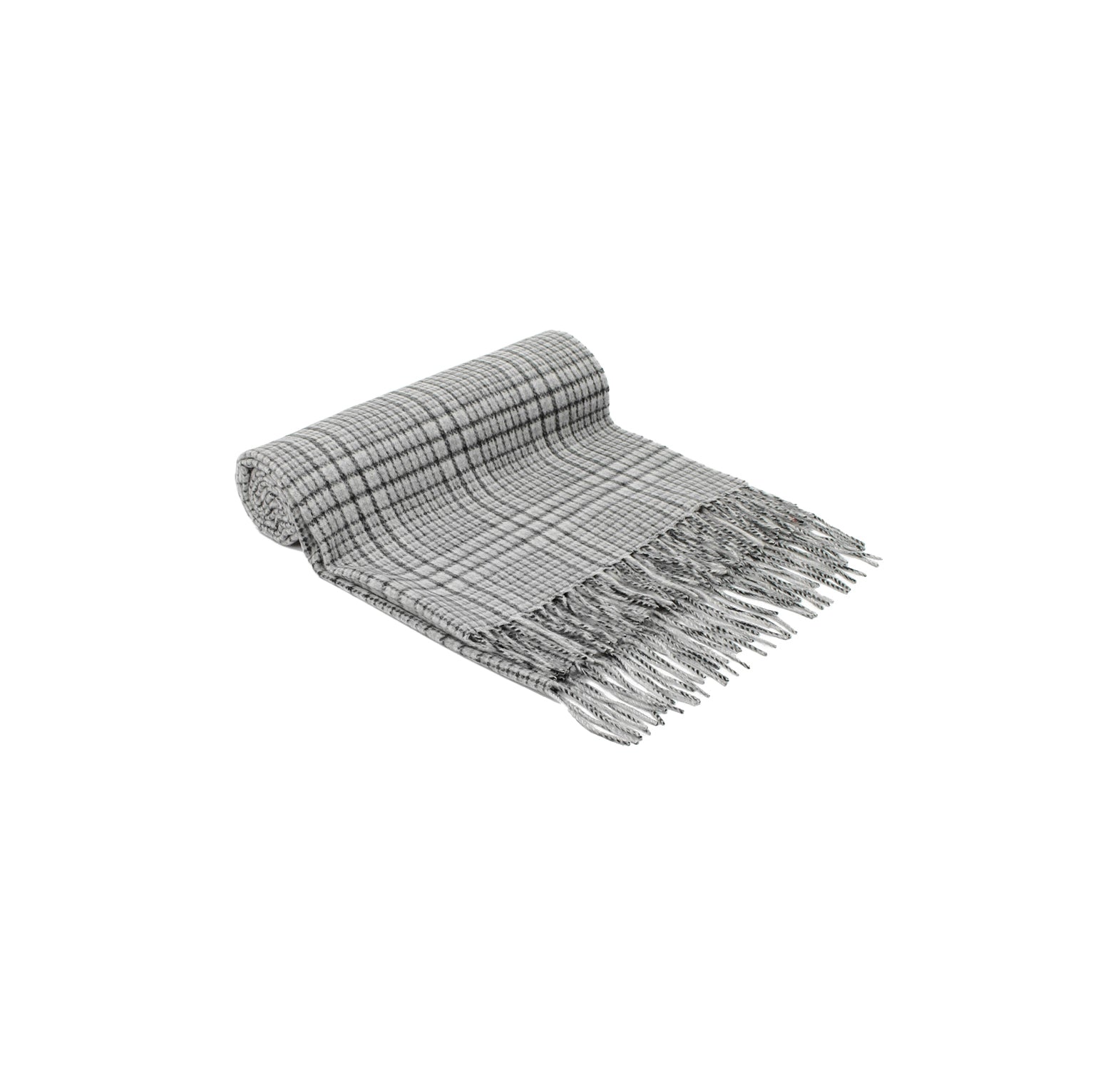  カシミヤストール ツイードグレンチェック (ホワイト ・ソルダー ・ チャコール) 70x190_CPGT50727 Joshua Ellis