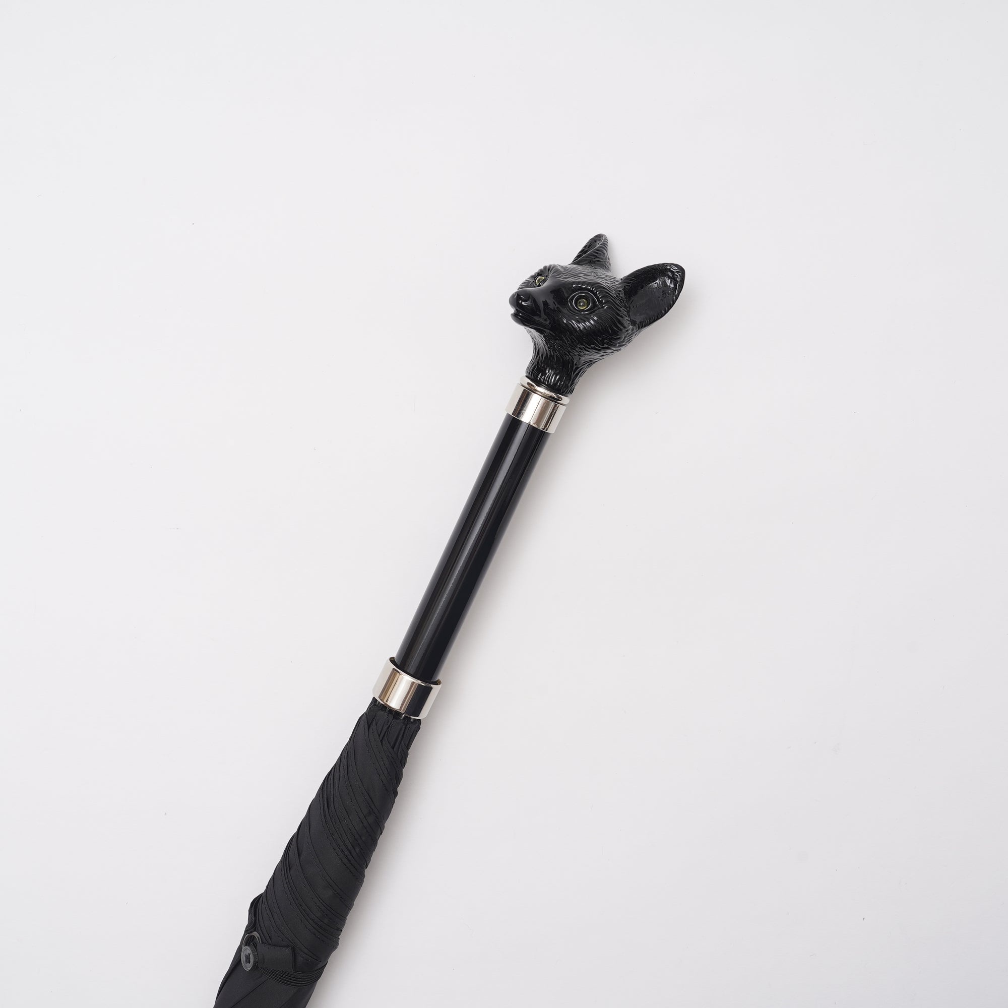 未使用保管品✨英国製 フォックスアンブレラ 長雨傘 ブラック ブラックアニマルヘッド 晴雨兼用傘 GT25 長傘 Fox Umbrellas