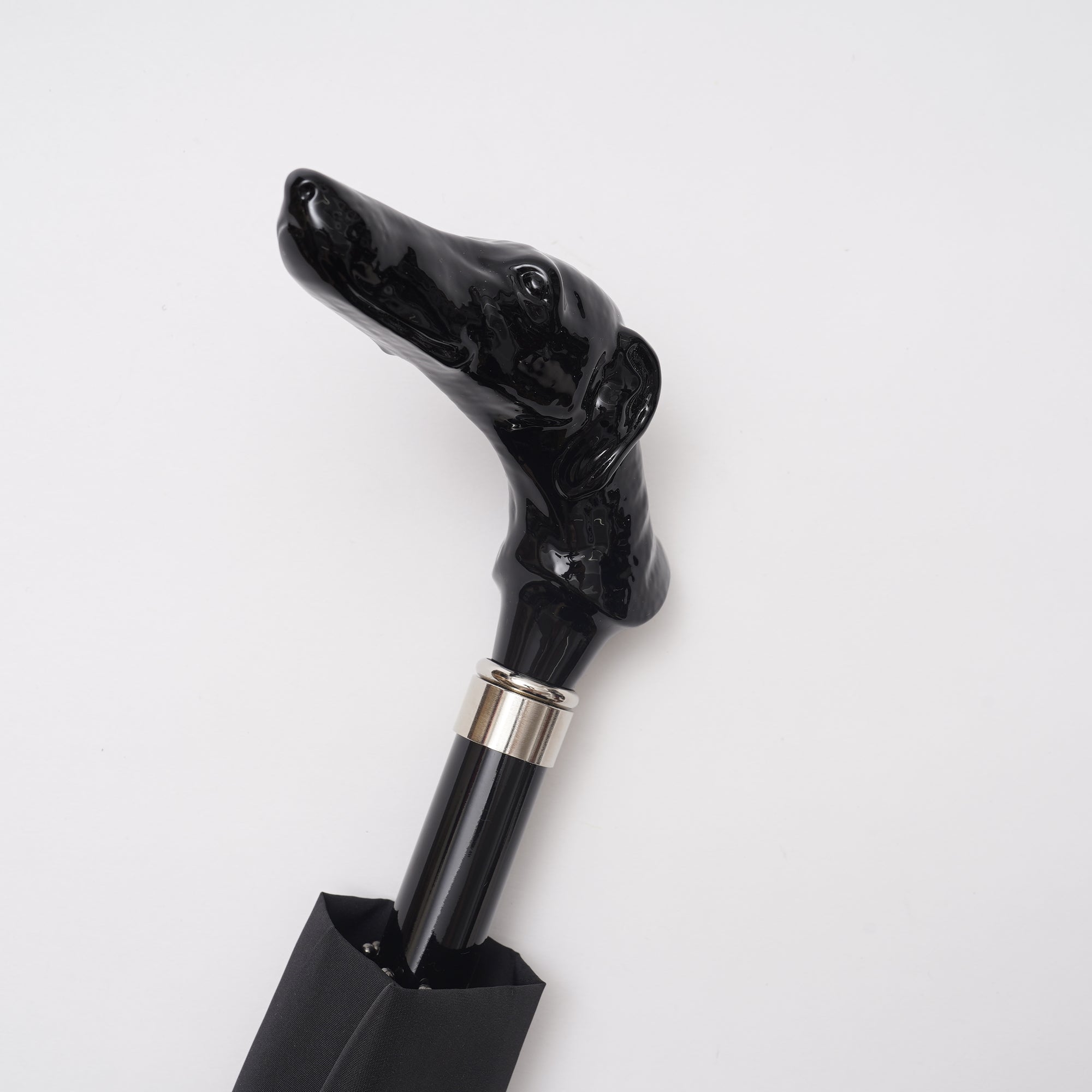 【SHOW&TELL限定】[フォックスアンブレラズ]ブラックアニマルヘッド  晴雨兼用傘 TL18 折りたたみ傘│Fox Umbrellas