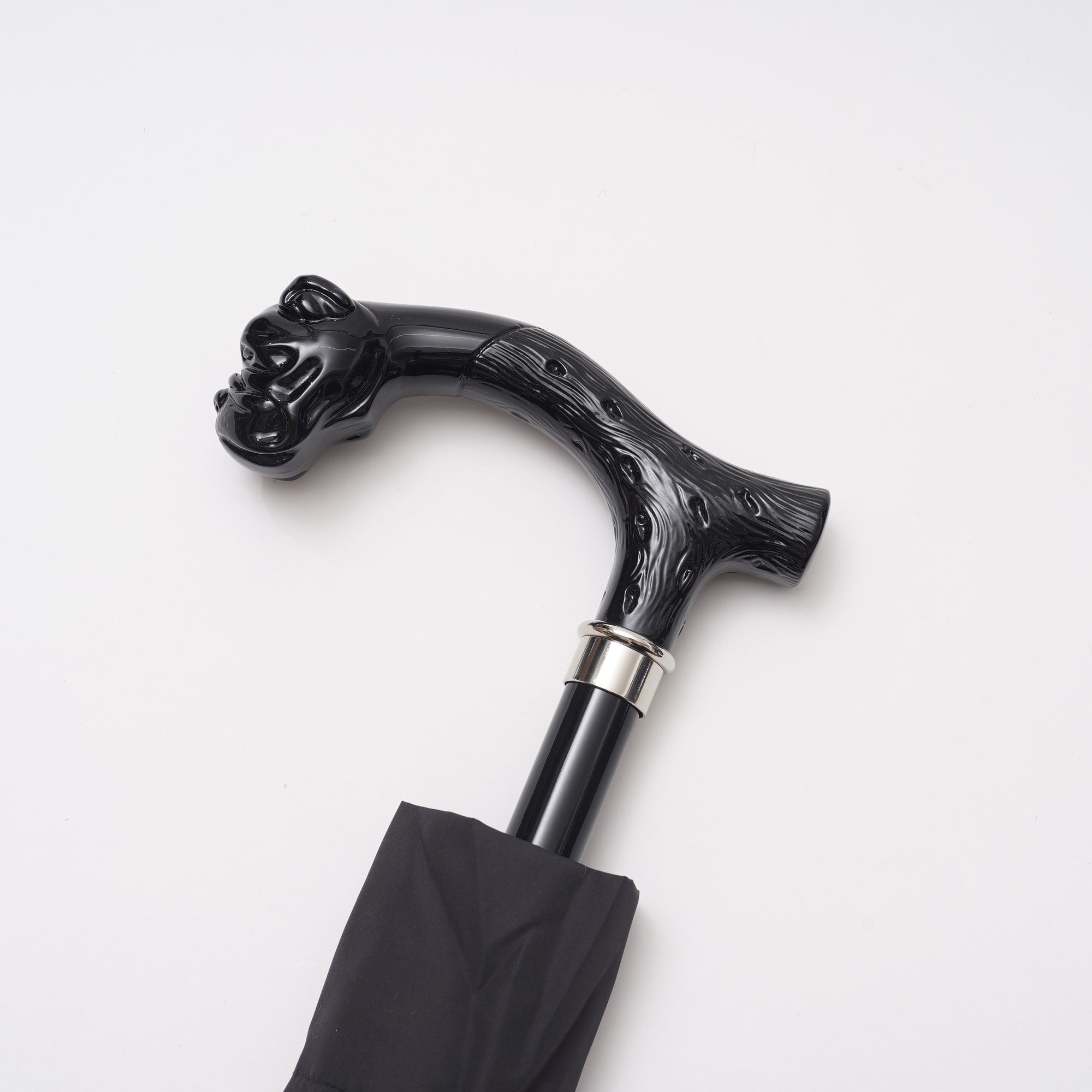 【SHOW&TELL限定】[フォックスアンブレラズ]ブラックアニマルヘッド  晴雨兼用傘 TL18 折りたたみ傘│Fox Umbrellas