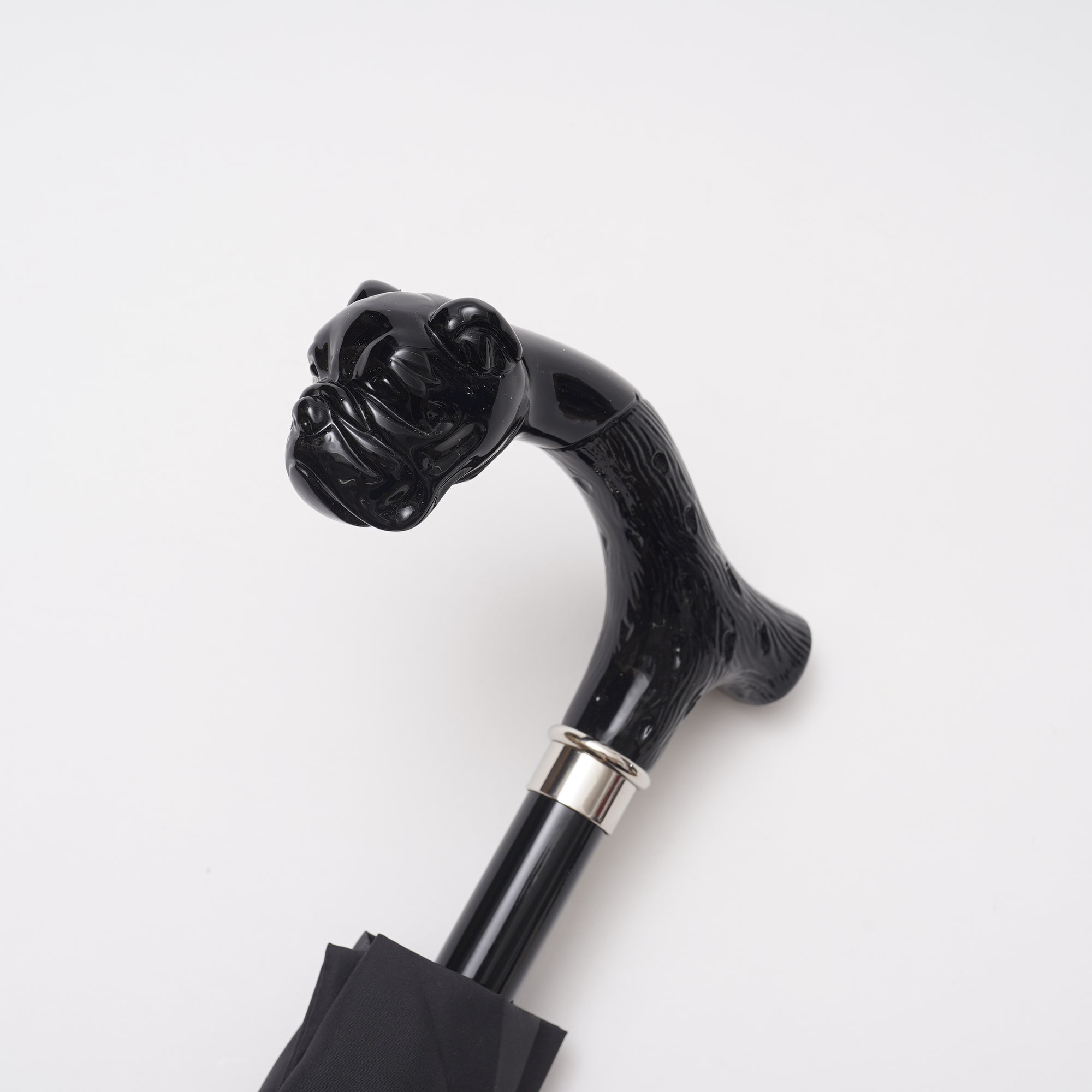 【SHOW&TELL限定】[フォックスアンブレラズ]ブラックアニマルヘッド  晴雨兼用傘 TL18 折りたたみ傘│Fox Umbrellas